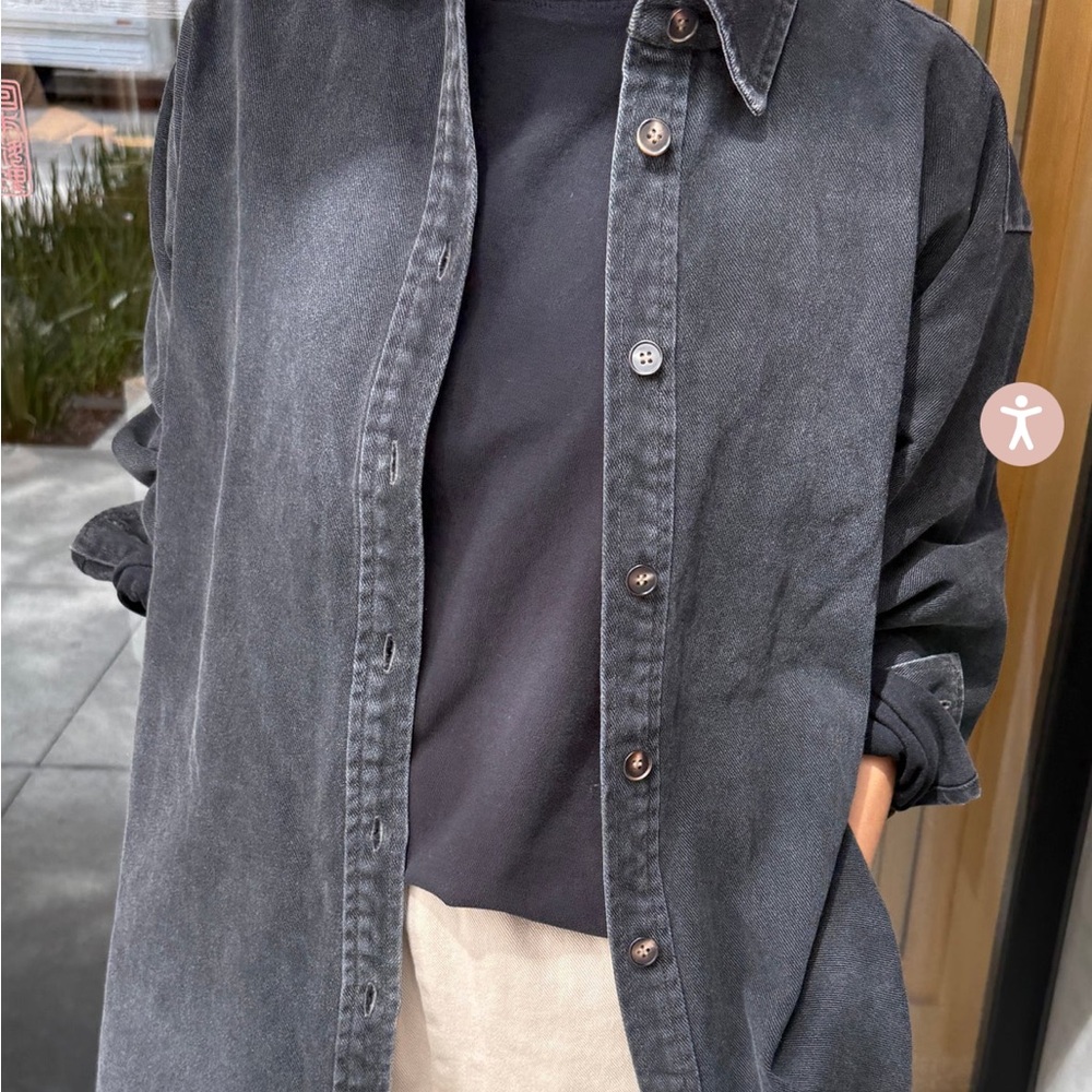 Le Bon Shoppe Theo Jacket — Washed Black Oversized Button-Up Shirt